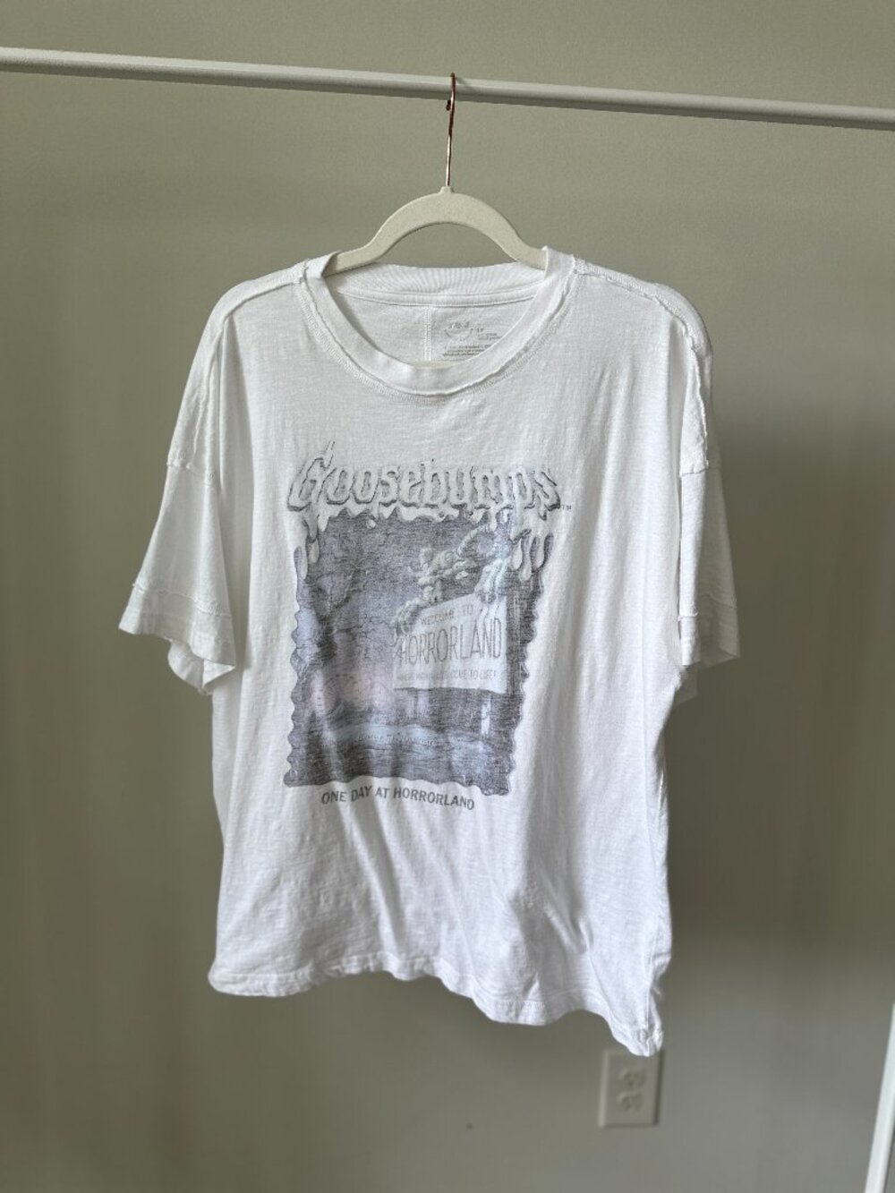 Aerie Oversized Crew Boyfriend T-Shirt Goosebumps Horrorland Small Worn Once